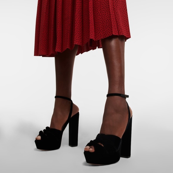 AQUAZZURA Mira velvet Platform sandals 39.9 - NEW WITH BOX - Picture 2 of 6